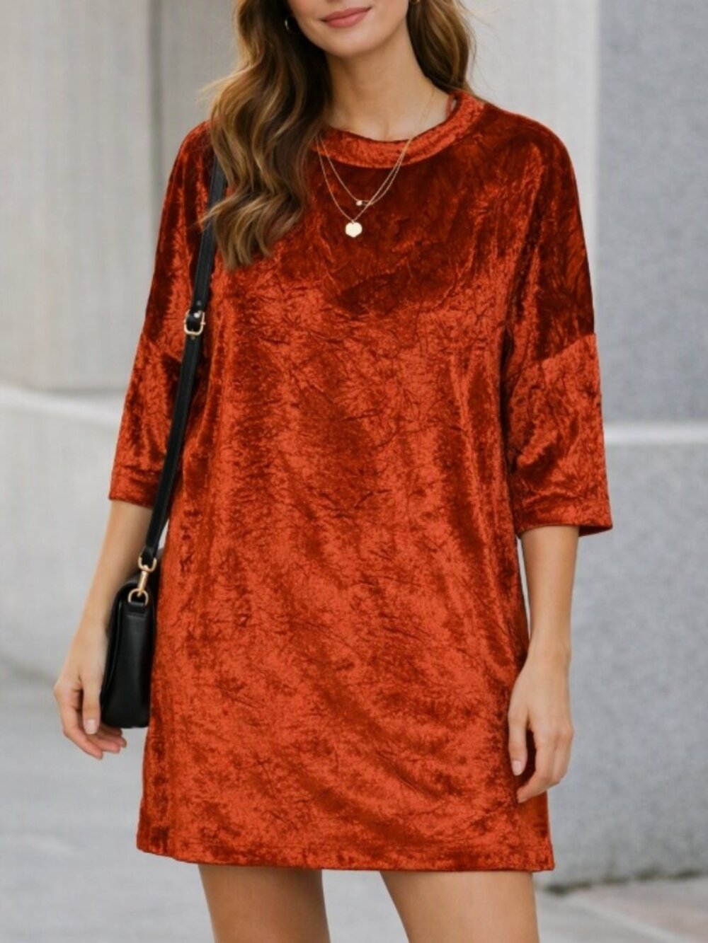 Zara Collection Red Crushed Velour Tunic Dress S Modern Luxe Fall Chic Holidays
